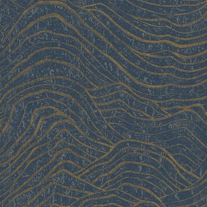 As Creation|Papel pintado oriental moderno azul, dorado|Papel Pintado