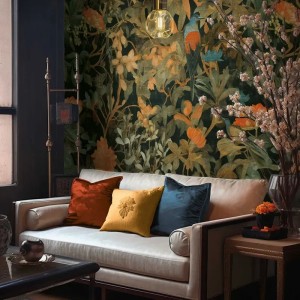Papeldecor|Modern green and black floral Wallpaper|Wallpaper