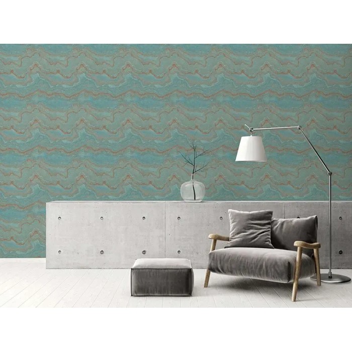 As Creation|Contemporary turquoise porous rock wallpaper|Wallpaper
