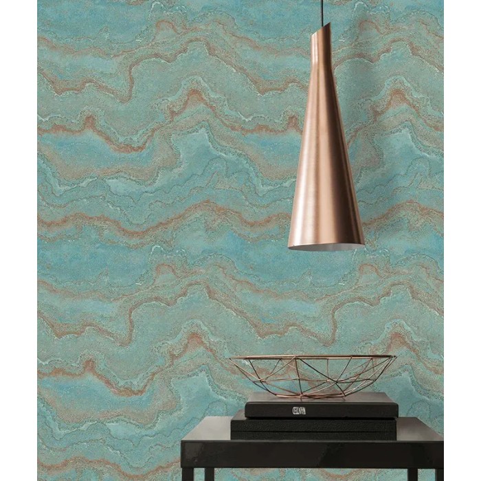 As Creation|Contemporary turquoise porous rock wallpaper|Wallpaper