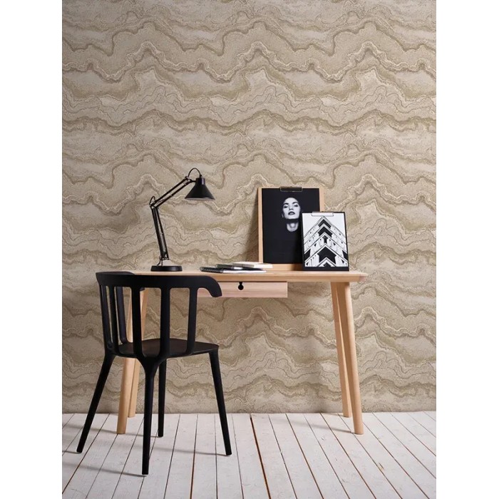 As Creation|Papier Peint texture roche poreuse beige, crème, doré|Imitation Pierre