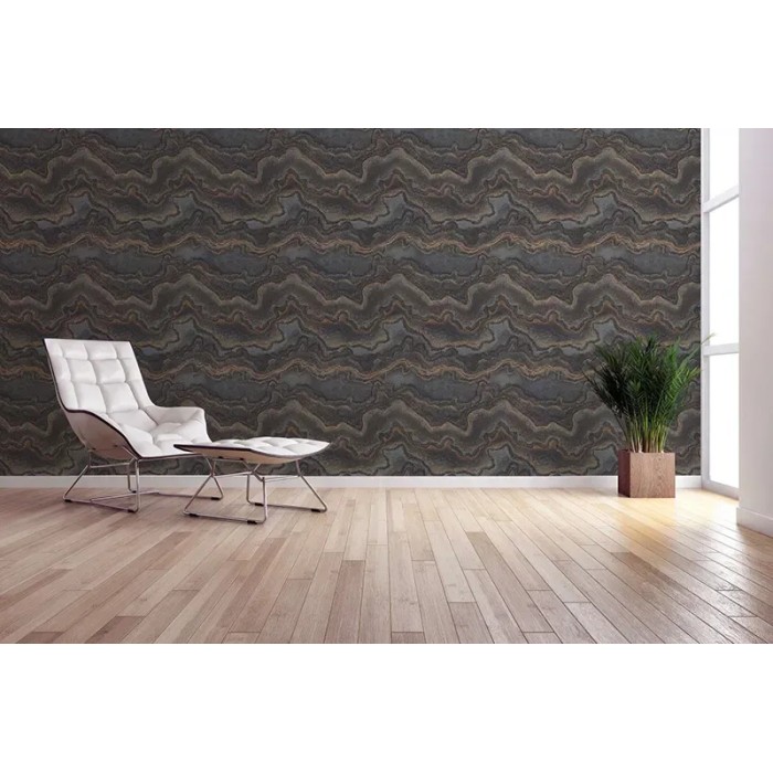 As Creation|Papel pintado roca porosa negro, dorado|Contemporáneo