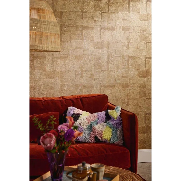 As Creation|Papier Peint pierre naturelle marron, doré|Imitation Pierre