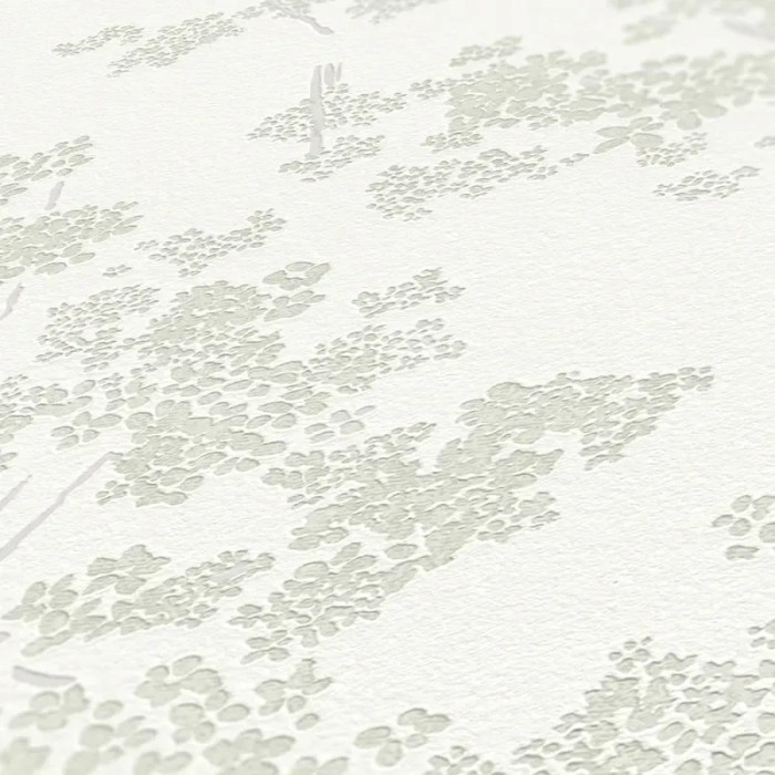 As Creation|Wallpaper flowers in romantic style white, green|Romantic