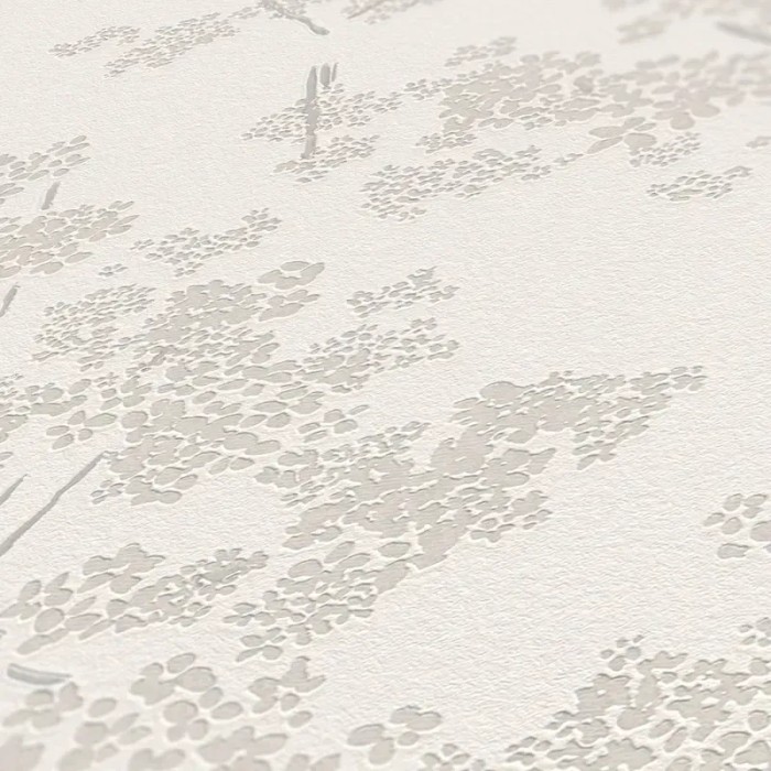 As Creation|Papel pintado flores pequeñas romántico blanco, gris|Romántico