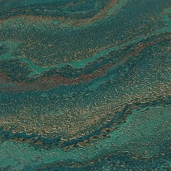 As Creation|Tapete poröser zeitgenössischer Felsen grün, golden|Tapeten