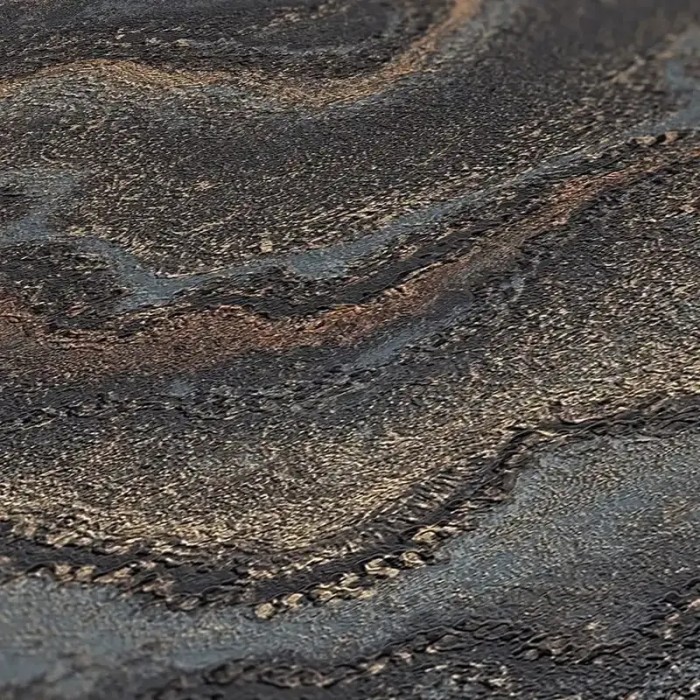 As Creation|Wallpaper porous black rock, gold|Contemporary