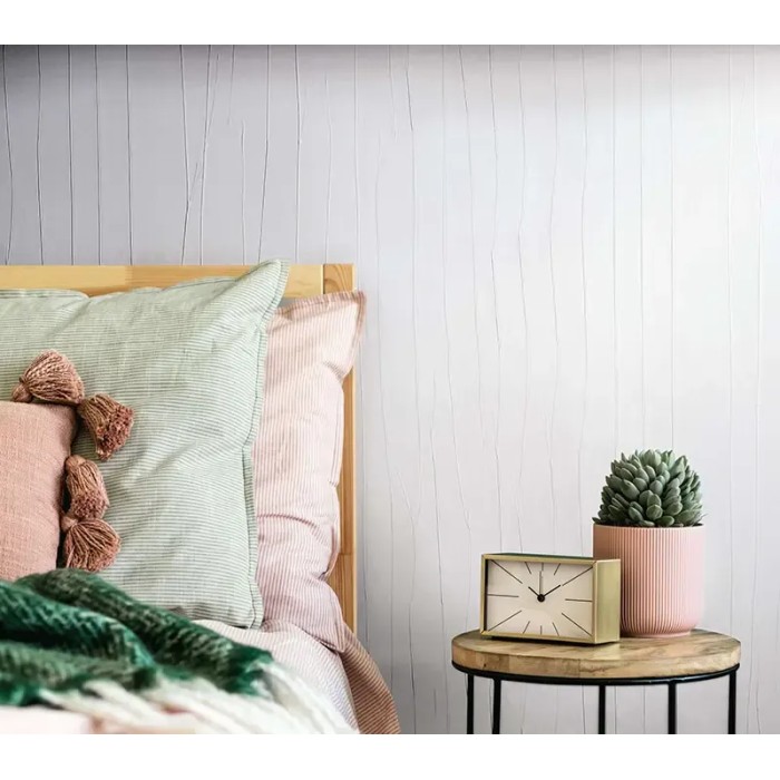 Papel pintado líneas plisadas blanco, plata metalizado - Marburg Crush Motion 63402