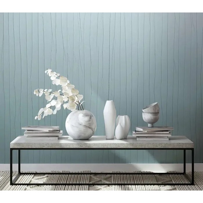 Papel pintado con pliegues metálicos gris azulado - Marburg Crush Motion 63407