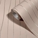 Marburg|Papel pintado alta gama rayas pliegues metálicos beige|Alta Gama