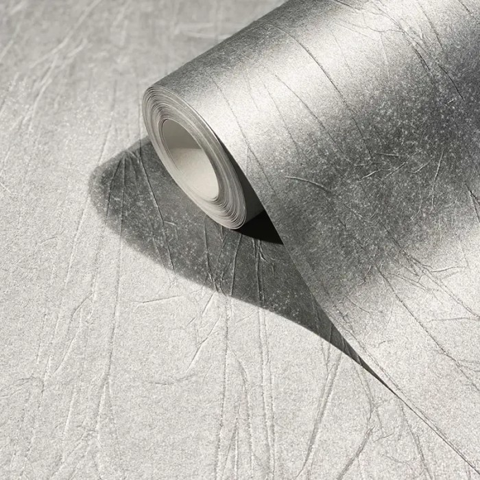 Papel pintado arrugado moderno plateado, gama alta - Marburg Crush Motion 63416