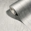 Papel pintado arrugado moderno plateado, gama alta - Marburg Crush Motion 63416