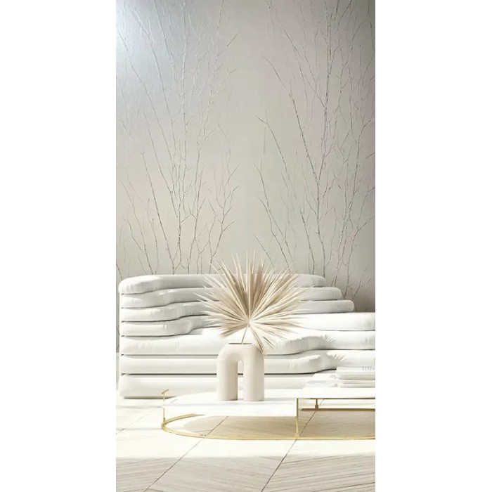 Marburg|Papel pintado alta gama blanco perla, ramas de árboles|Alta Gama