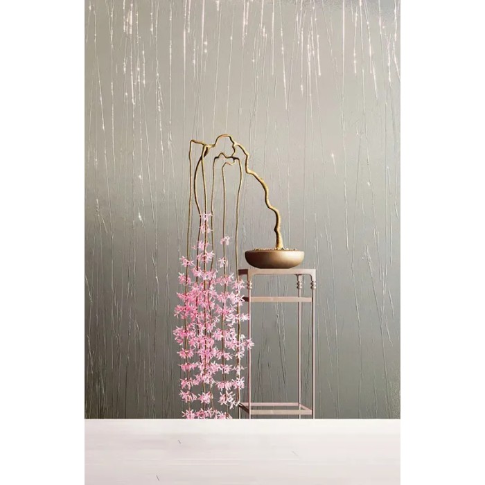 Papel pintado moderno liso arrugado plateado - Marburg Crush Motion 63429