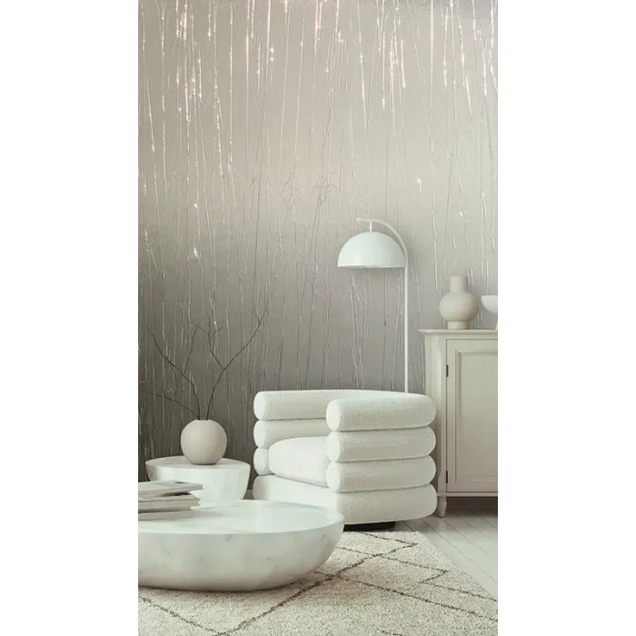 Papel pintado moderno liso arrugado plateado - Marburg Crush Motion 63429