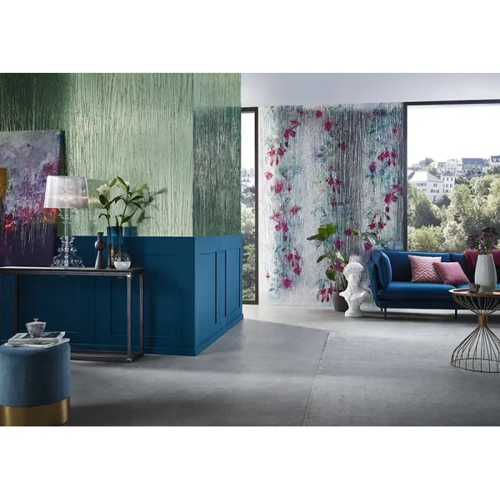 Marburg|Modern plain crinkled wallpaper in green|High-End