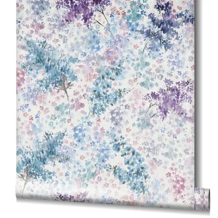 Marburg|Romantic floral wallpaper with delphiniums in white, blue and purple|Romantic