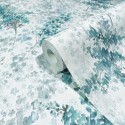 Marburg|Floral wallpaper with watercolor lilacs in grey and turquoise|Romantic