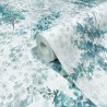 Marburg|Floral wallpaper with watercolor lilacs in grey and turquoise|Romantic