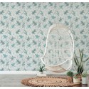 Marburg|Floral wallpaper with watercolor lilacs in grey and turquoise|Romantic