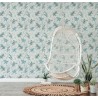 Marburg|Floral wallpaper with watercolor lilacs in grey and turquoise|Romantic
