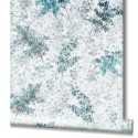 Marburg|Floral wallpaper with watercolor lilacs in grey and turquoise|Romantic