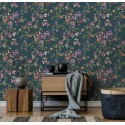 Marburg|Papier Peint fleurs baies grises, bleu et vert|Papier Peint