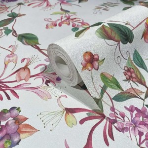 Marburg|Papier Peint imprimé fleurs blanches avec baies|Papier Peint