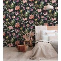Marburg|Tapete florales Rankenmuster Schwarz, Rosa und Grün|Rustikal