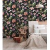 Marburg|Floral vine wallpaper in black, pink and green|Rustic