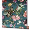 Marburg|Botanical vine wallpaper in grey, blue, green and pink|Rustic