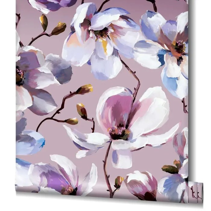 Papel pintado oriental magnolias acuarela - Marburg Flora 47463