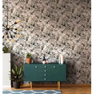 Papeldecor|Tapete Blumen Aquarell Beige und Orange|Blumen 2