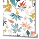 Marburg|Wallpaper with white, blue, and red vectorized flowers|Wallpaper