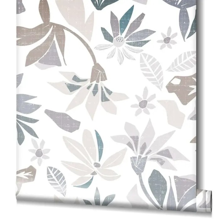 Marburg|White, gray, and beige vectorized floral Wallpaper|Wallpaper