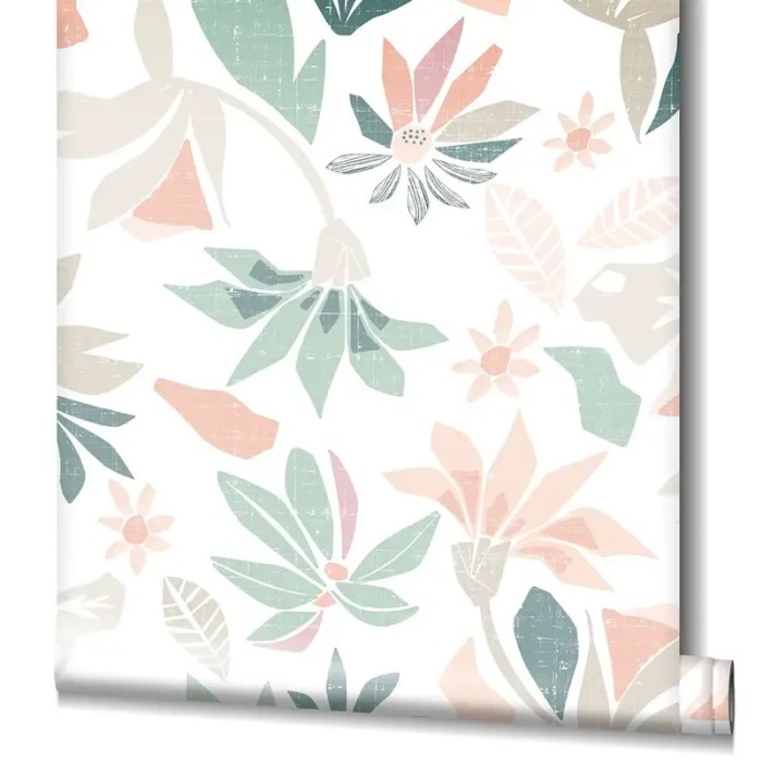 Marburg|Papier Peint fleurs blanches, vertes et orange vectorisées|Papier Peint