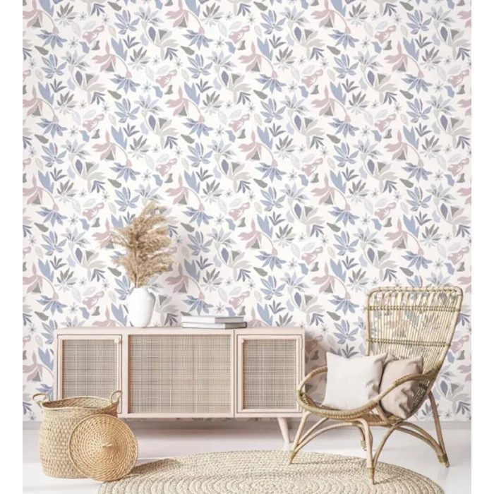 Papel pintado flores blanco, morado - Marburg Flora 47470