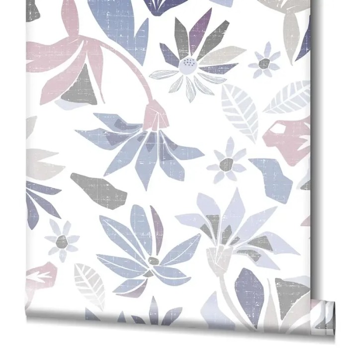 Papel pintado flores blanco, morado - Marburg Flora 47470