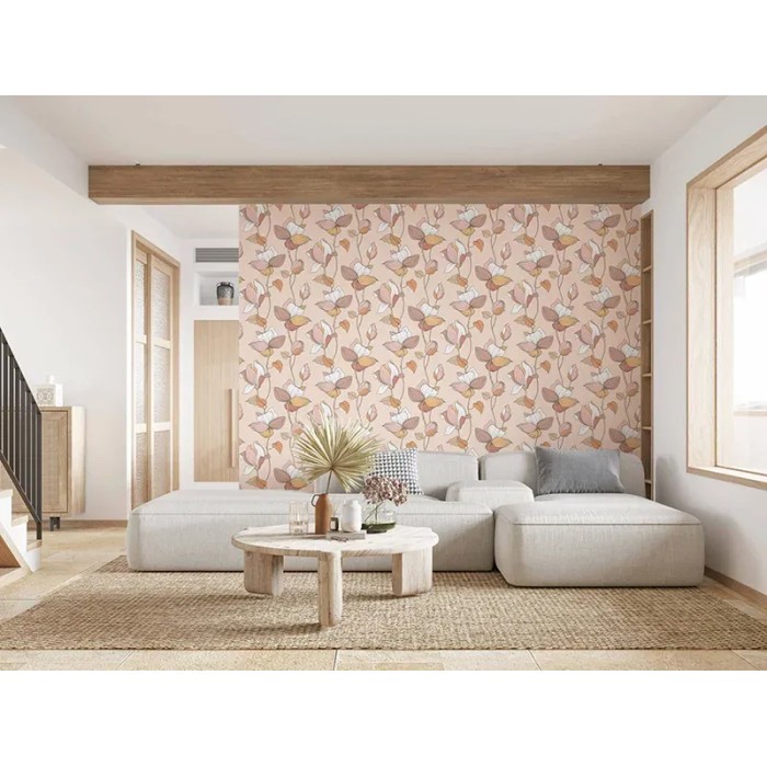 Marburg|Papier peint plantes grimpantes beige, marron et orange|Romantique