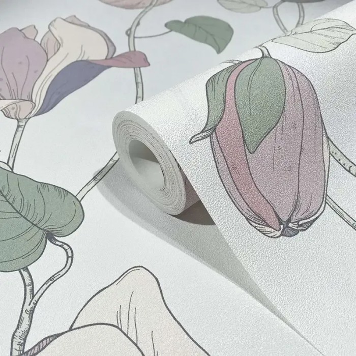 Papel pintado plantas trepadoras blanco, beige y verde - Marburg Flora 47472