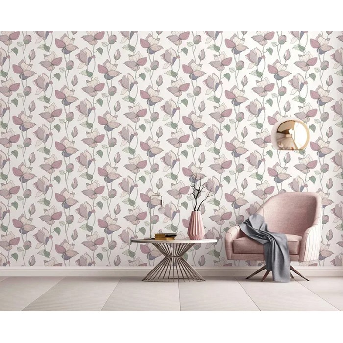 Papel pintado plantas trepadoras blanco, beige y verde - Marburg Flora 47472