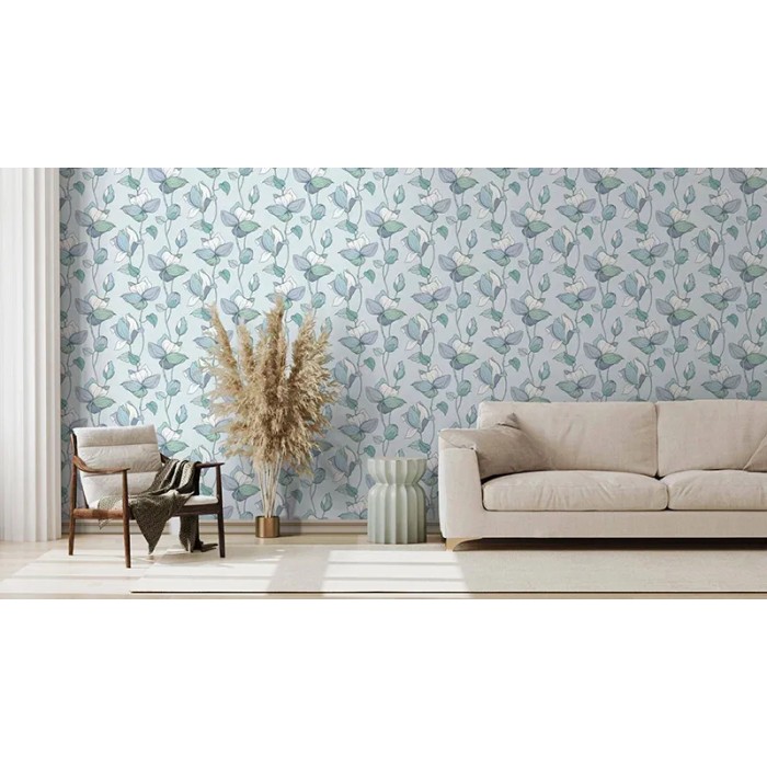 Marburg|Papel pintado plantas trepadoras azul y verde|Papel Pintado