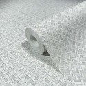 Marburg|Japandi braided wicker wallpaper in grey|Raffia Imitation
