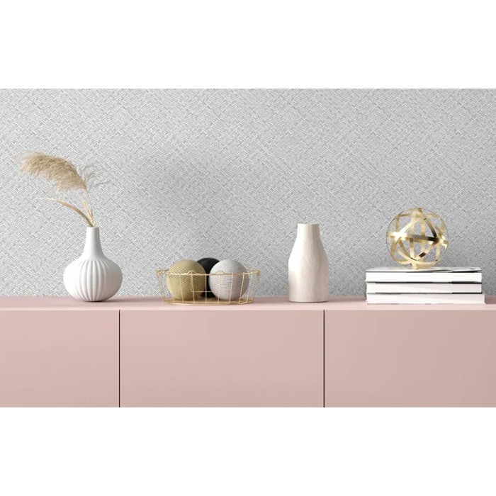 Marburg|Japandi braided wicker wallpaper in grey|Raffia Imitation