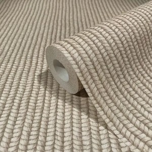 Casadeco|Papier peint style nautique marron avec cordes entrelacées|Marin & Nautique
