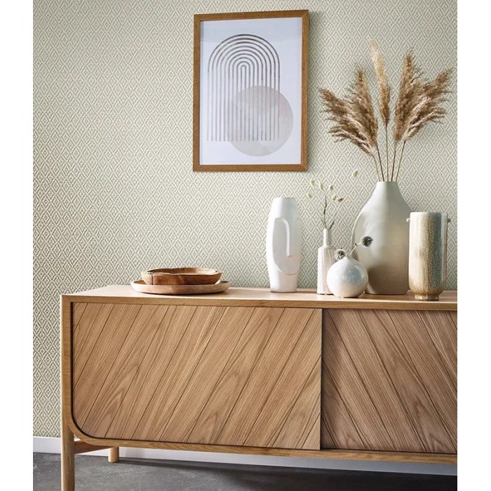 Marburg|Japandi crochet textile wallpaper in beige|Rhombus