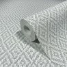 Marburg|Papel pintado japandi crochet textil blanco gris|Rombos