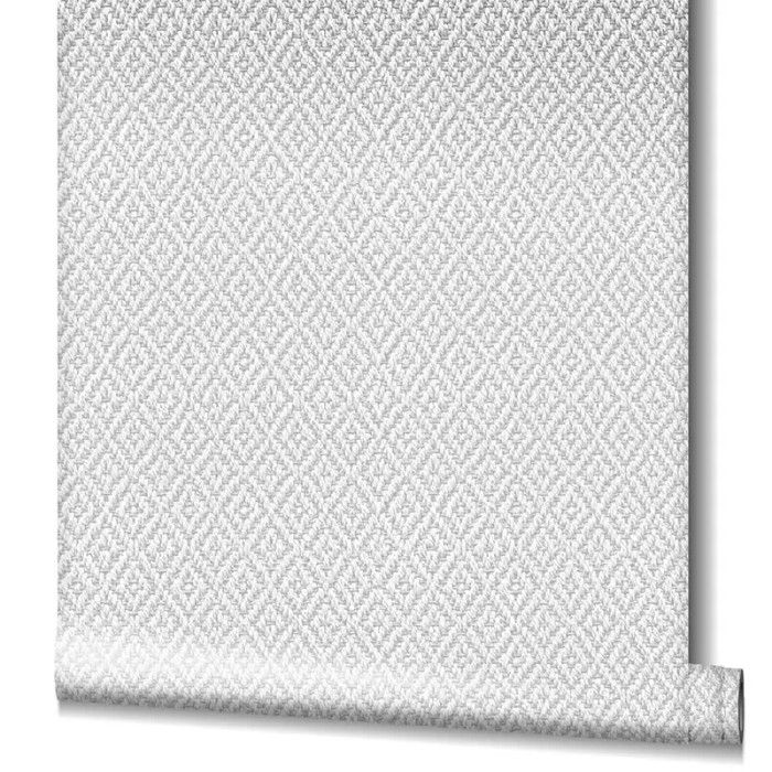 Marburg|Japandi crochet textile wallpaper in white and grey|Rhombus