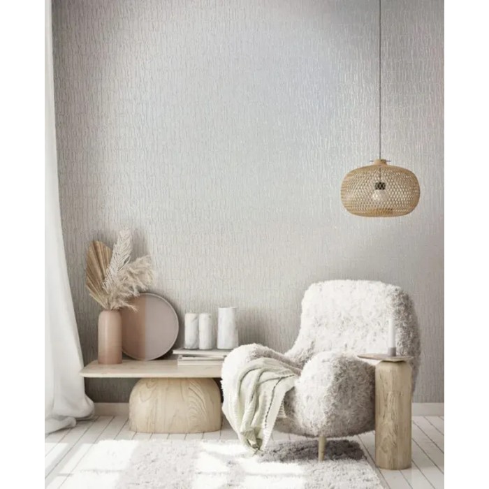 Papel pintado moderno falso liso metalizado blanco - Marburg Kumano 34501