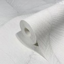 Marburg|Japandi wallpaper with large leaves in white|Minimalist